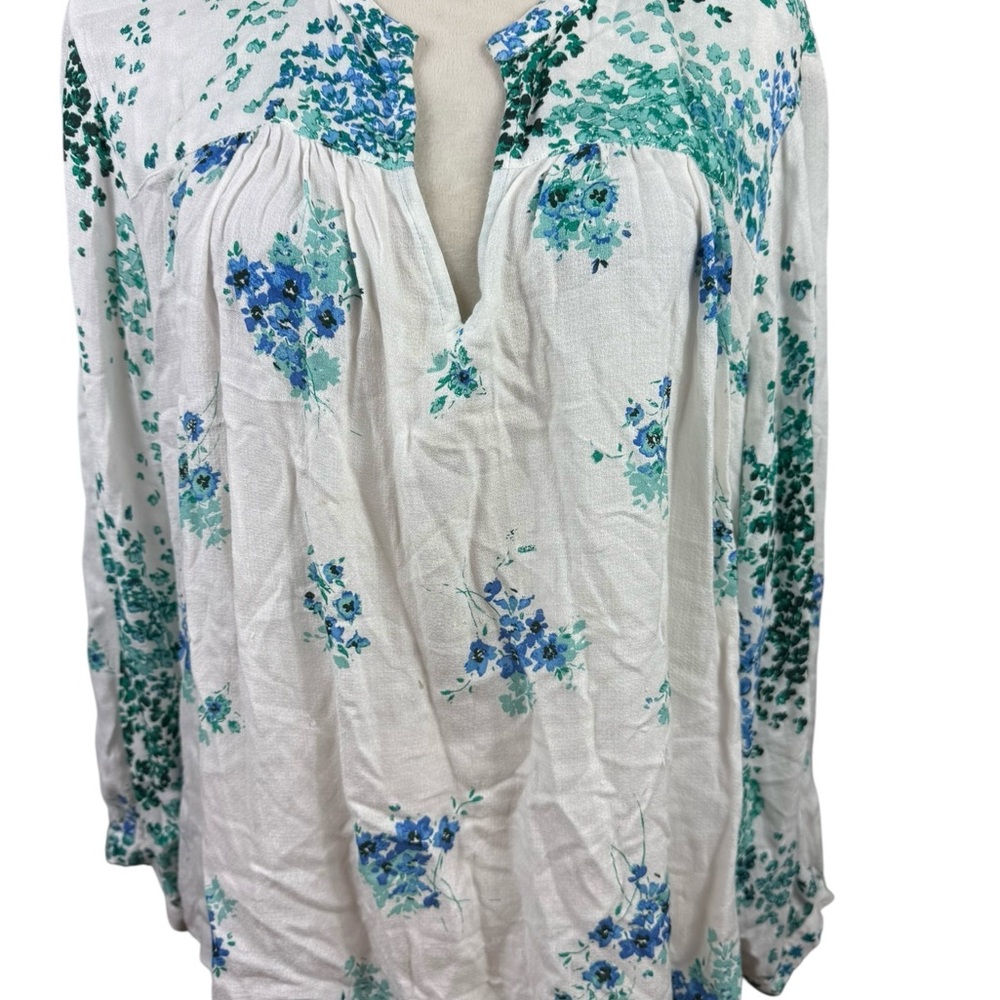 Lucky Brand blue and green print with white background top size XL - Picture 2 of 10
